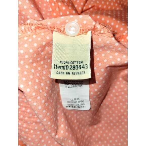 LL Bean MED Coral Sleeveless Pintuck Cotton Maxi Dress Polka Dot Prairie Modest - Picture 6 of 6